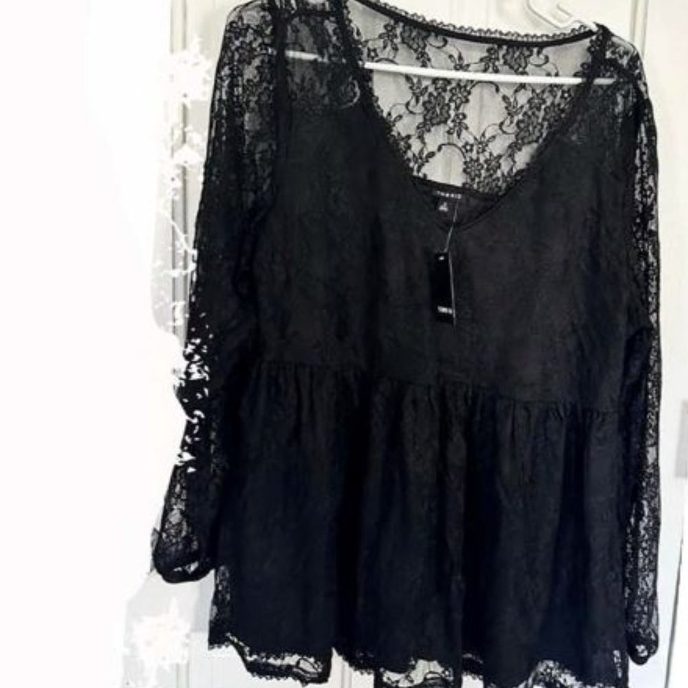 Torrid Lacy Black Babydoll Top